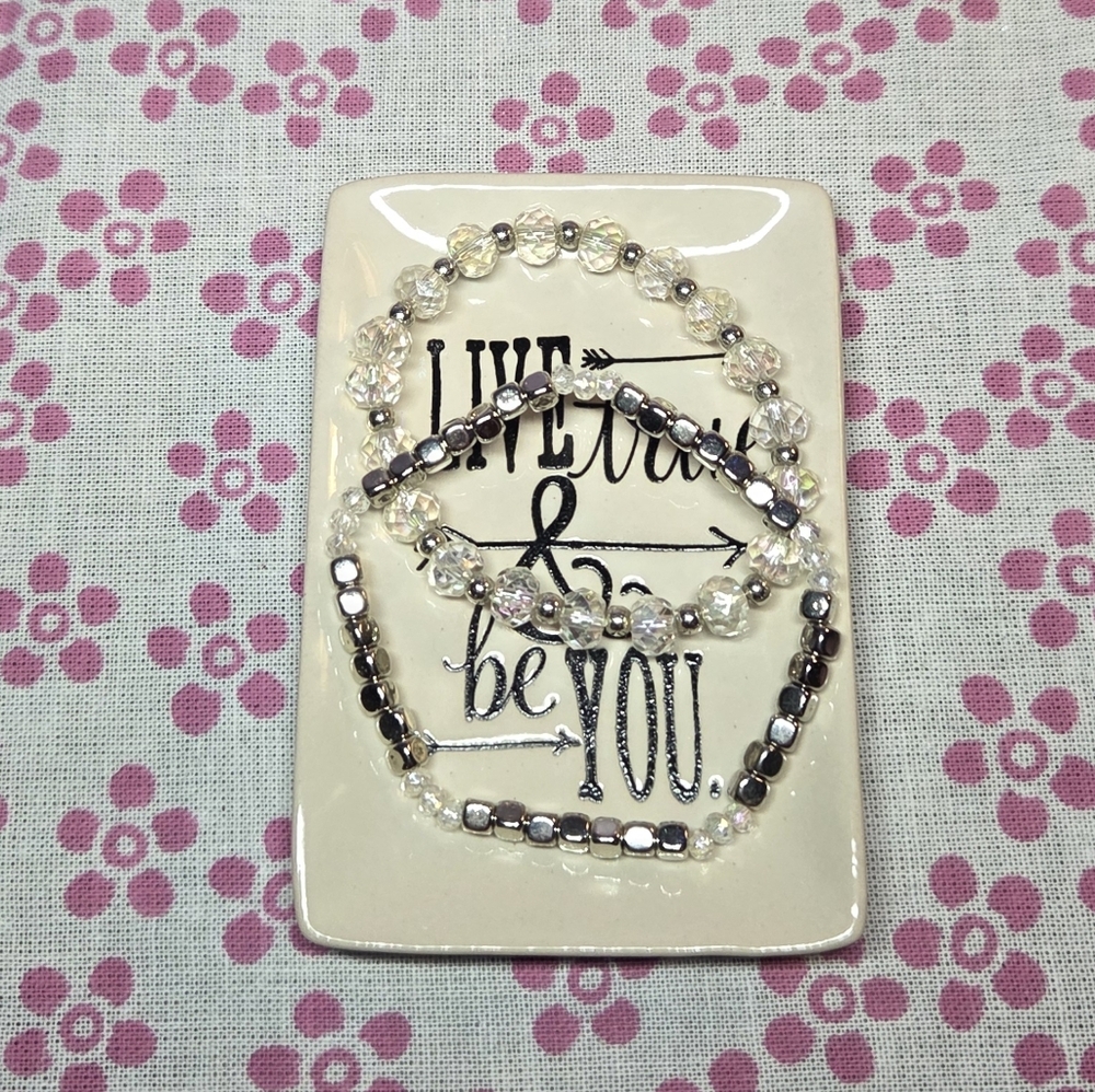 Elegant Silver Bracelets And Trinket Tray Bundle